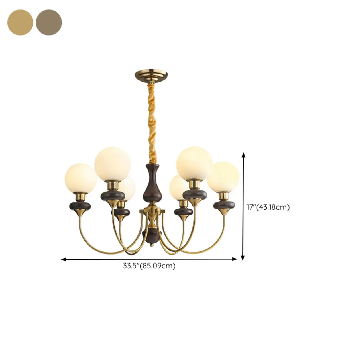 Vintage Chandelier Glass Brass Living Room 6 Lights Image - 18