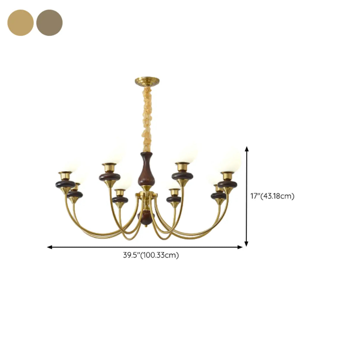 Vintage Chandelier Glass Brass Living Room 6 Lights Image - 19
