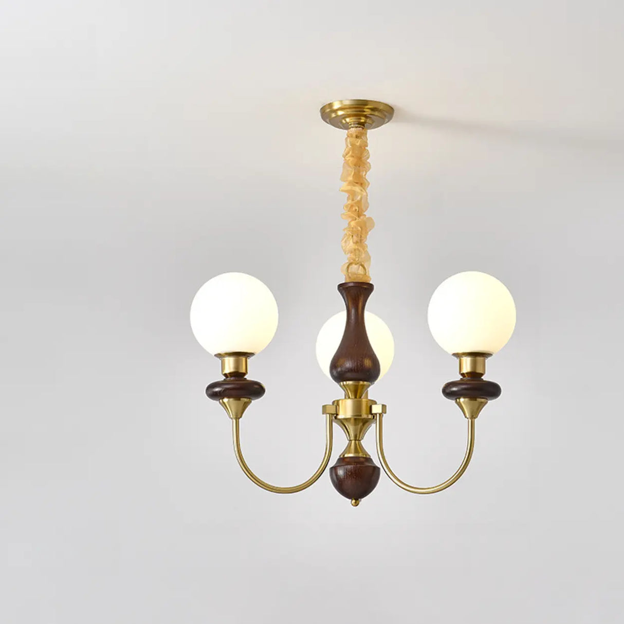 Vintage Chandelier Glass Brass Living Room 6 Lights Image - 6