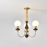Vintage Chandelier Glass Brass Living Room 6 Lights Image - 6
