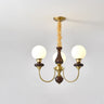 Vintage Chandelier Glass Brass Living Room 6 Lights Image - 6