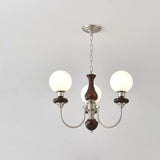 Vintage Chandelier Glass Brass Living Room 6 Lights Image - 7