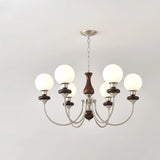 Vintage Chandelier Glass Brass Living Room 6 Lights Image - 8