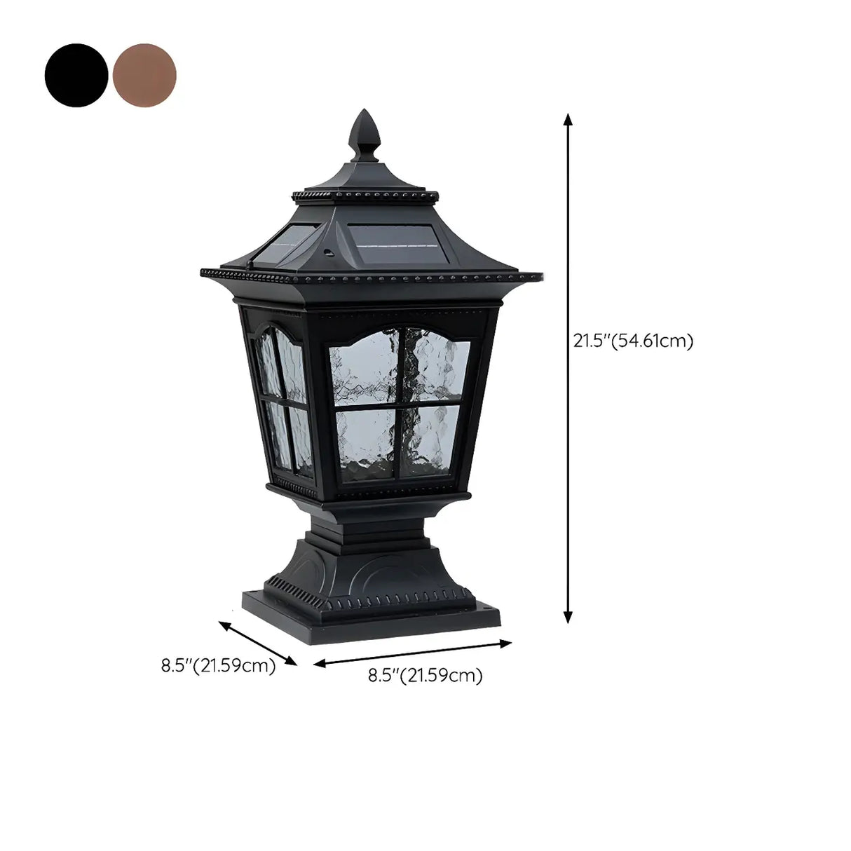 Vintage Chic Solar Lantern Black Aluminum Outdoor Lamp 