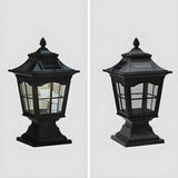 Vintage Chic Solar Lantern Black Aluminum Outdoor Lamp Image - 9