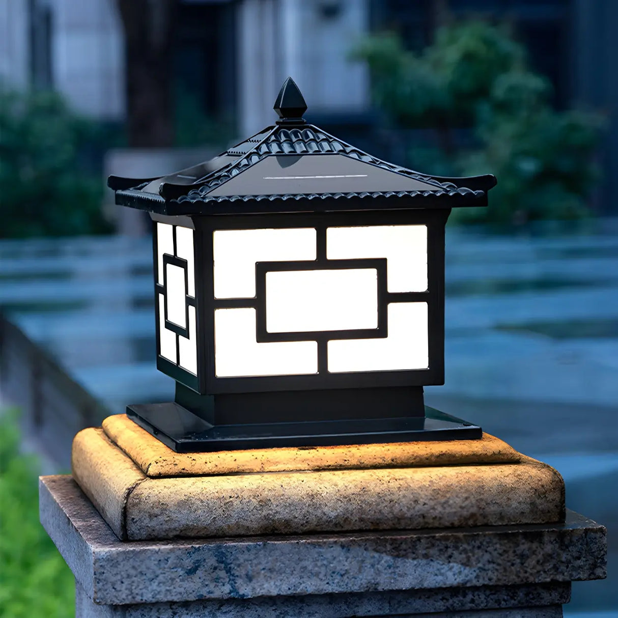 Vintage Chinese Bronze Outdoor Solar Lantern Table Lamp Image - 10