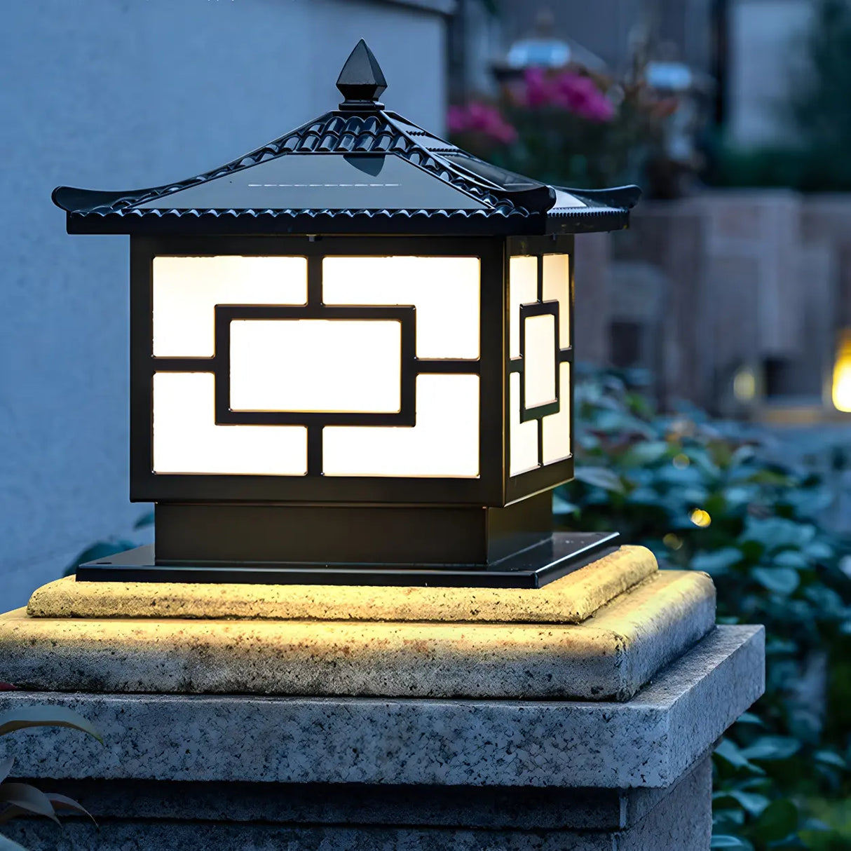 Vintage Chinese Bronze Outdoor Solar Lantern Table Lamp Image - 4