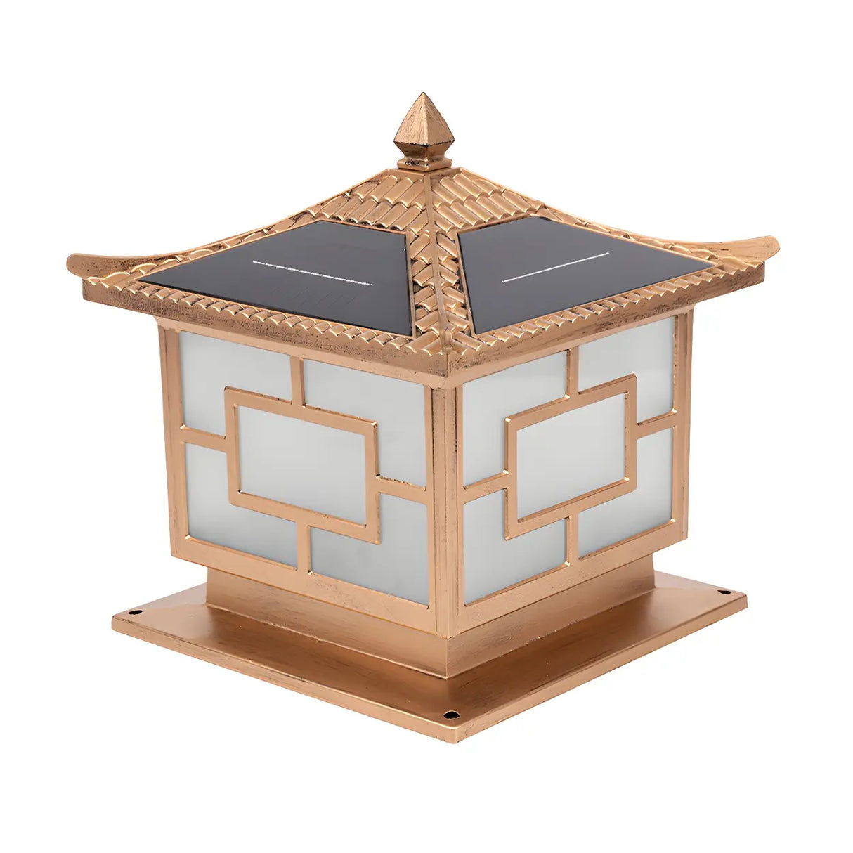 Vintage Chinese Bronze Outdoor Solar Lantern Table Lamp Image - 5