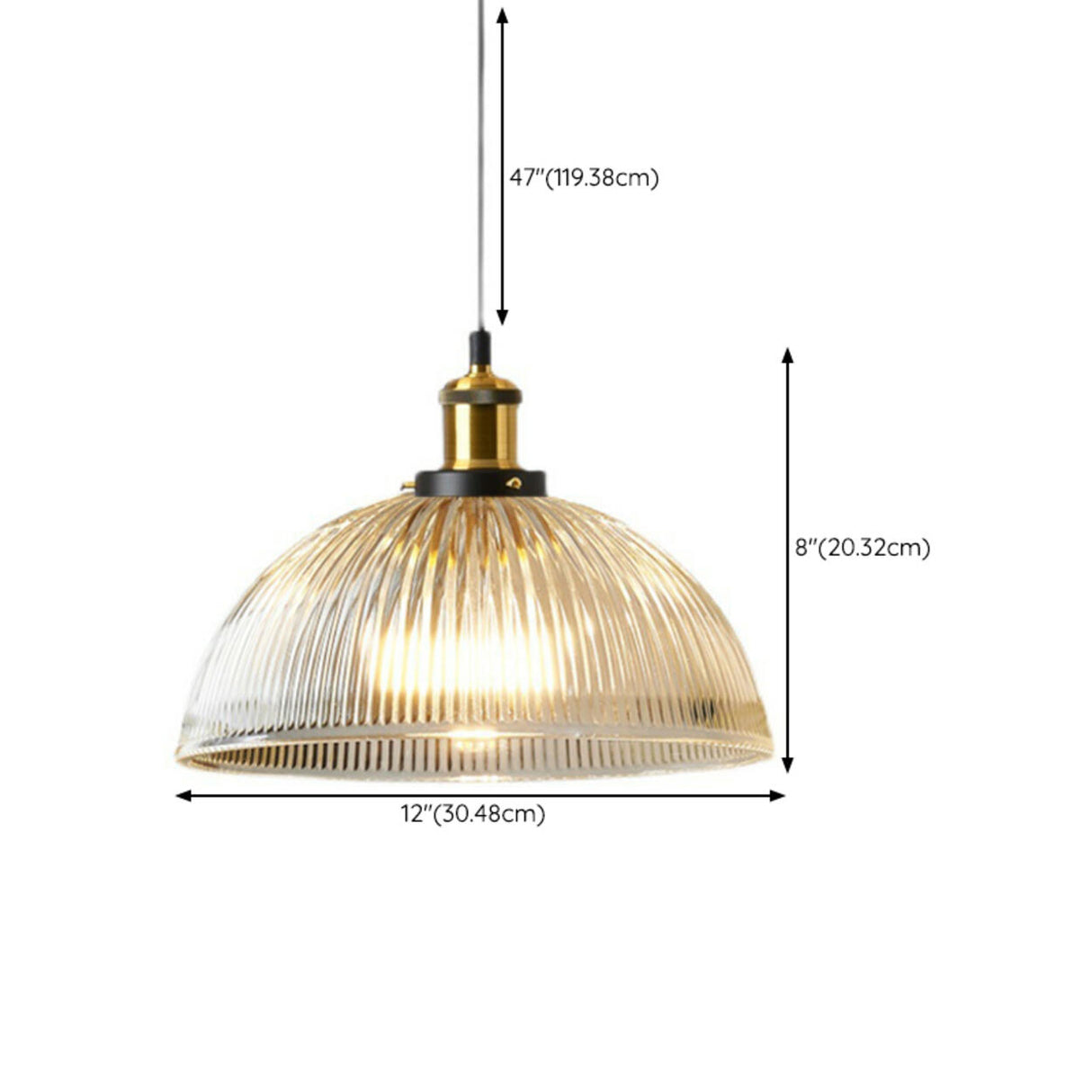 Vintage Classic Dome Ribbed Glass Pendant Lights 