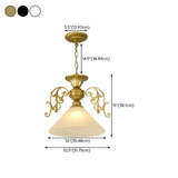 Vintage Classic Iron White Glass Cone Pendant Light #size