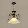 Vintage Classic Iron White Glass Cone Pendant Light Image - 2