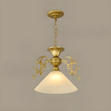 Vintage Classic Iron White Glass Cone Pendant Light Image - 3