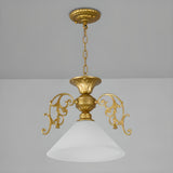 Vintage Classic Iron White Glass Cone Pendant Light Image - 7