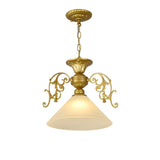 Vintage Classic Iron White Glass Cone Pendant Light Image - 9