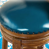 Vintage Classic Wooden Upholstered Swivel Counter Bar Stool Image - 7