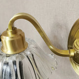Vintage Clear Floral Glass and Brass Vanity Light Image - 11