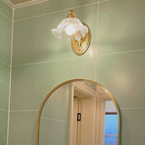 Vintage Clear Floral Glass and Brass Vanity Light Image - 4