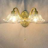 Vintage Clear Floral Glass and Brass Vanity Light Image - 8