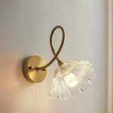 Vintage Clear Floral Glass and Gold Metal Vanity Light Image - 2