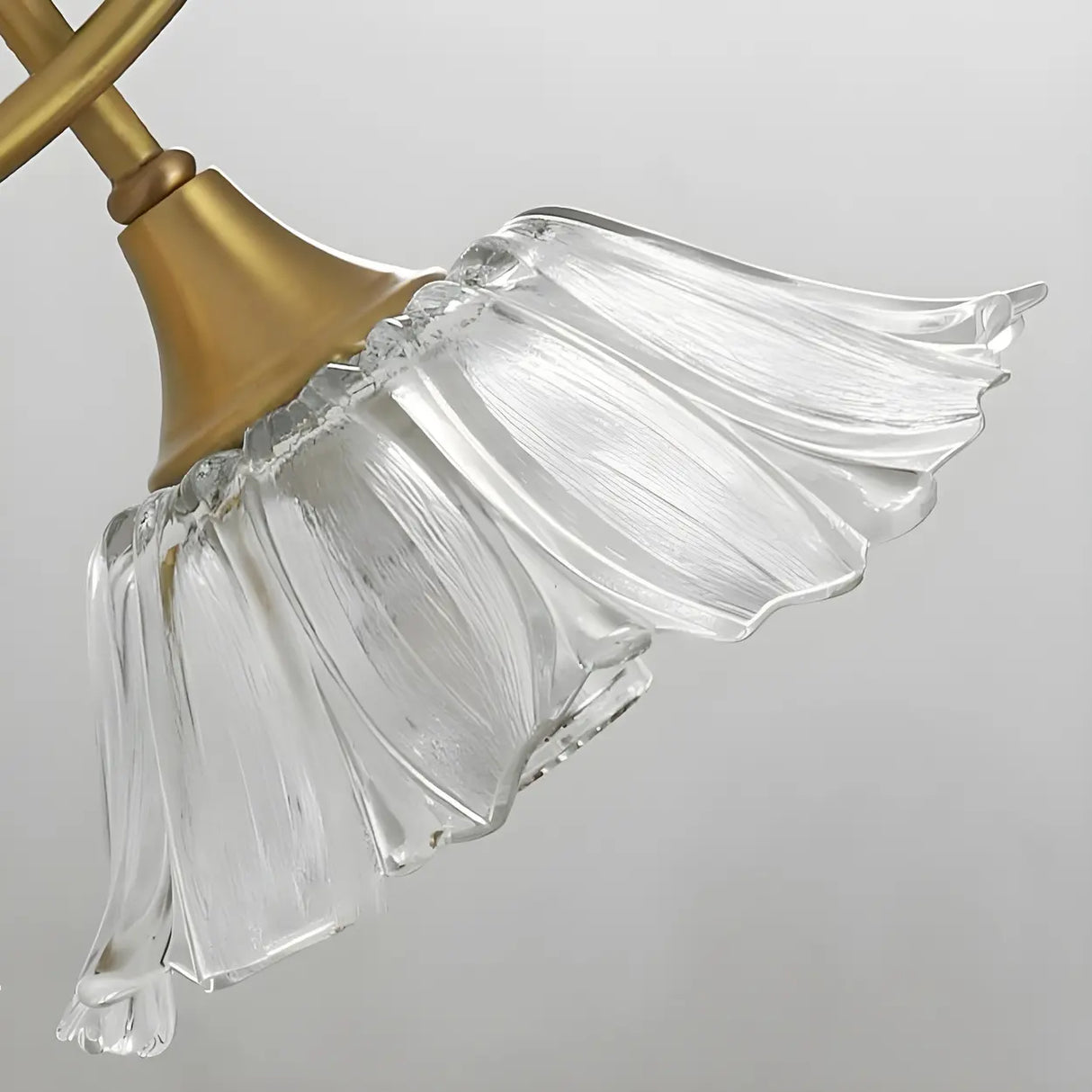 Vintage Clear Floral Glass and Gold Metal Vanity Light Image - 5