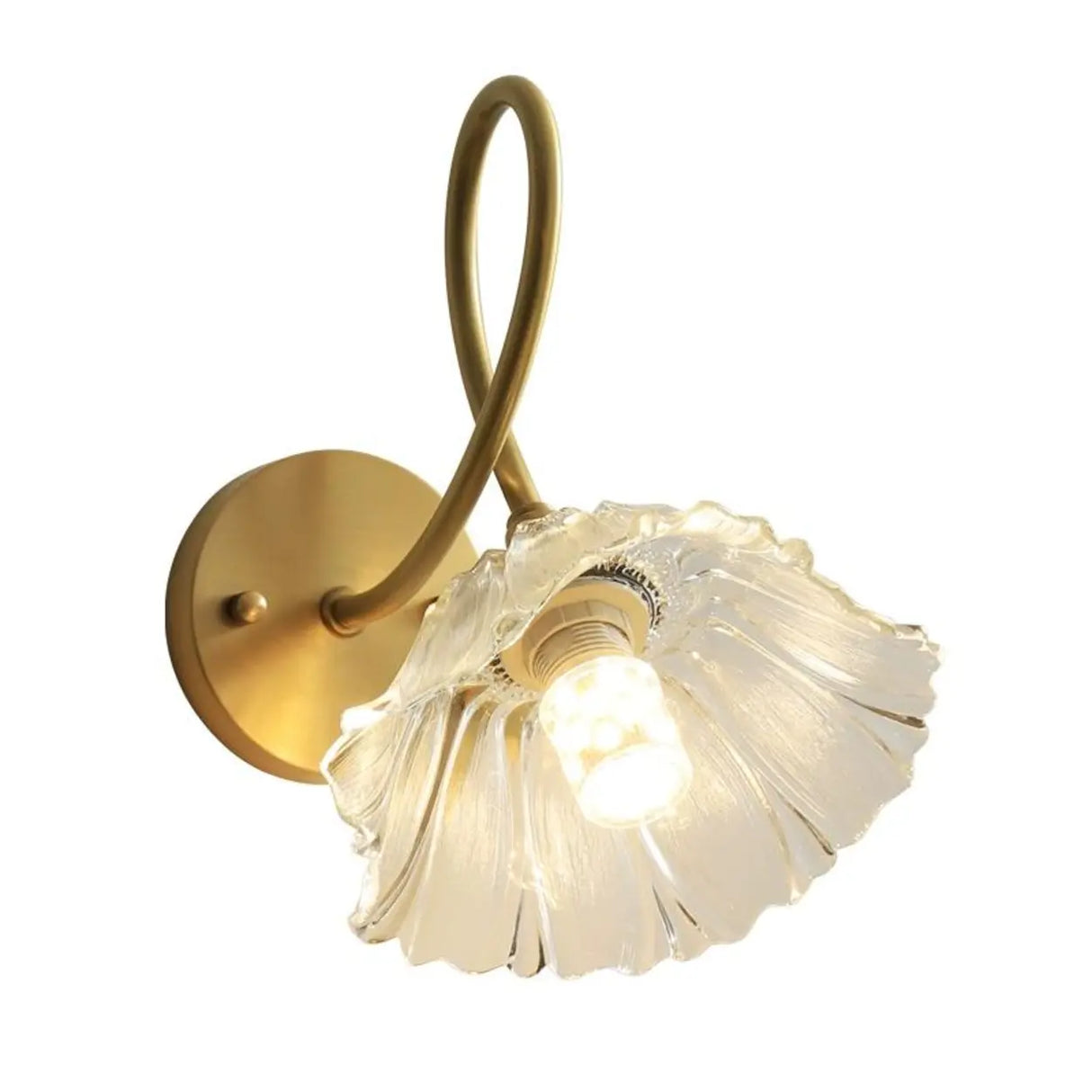 Vintage Clear Floral Glass and Gold Metal Vanity Light Image - 6