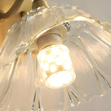 Vintage Clear Floral Glass and Gold Metal Vanity Light Image - 7