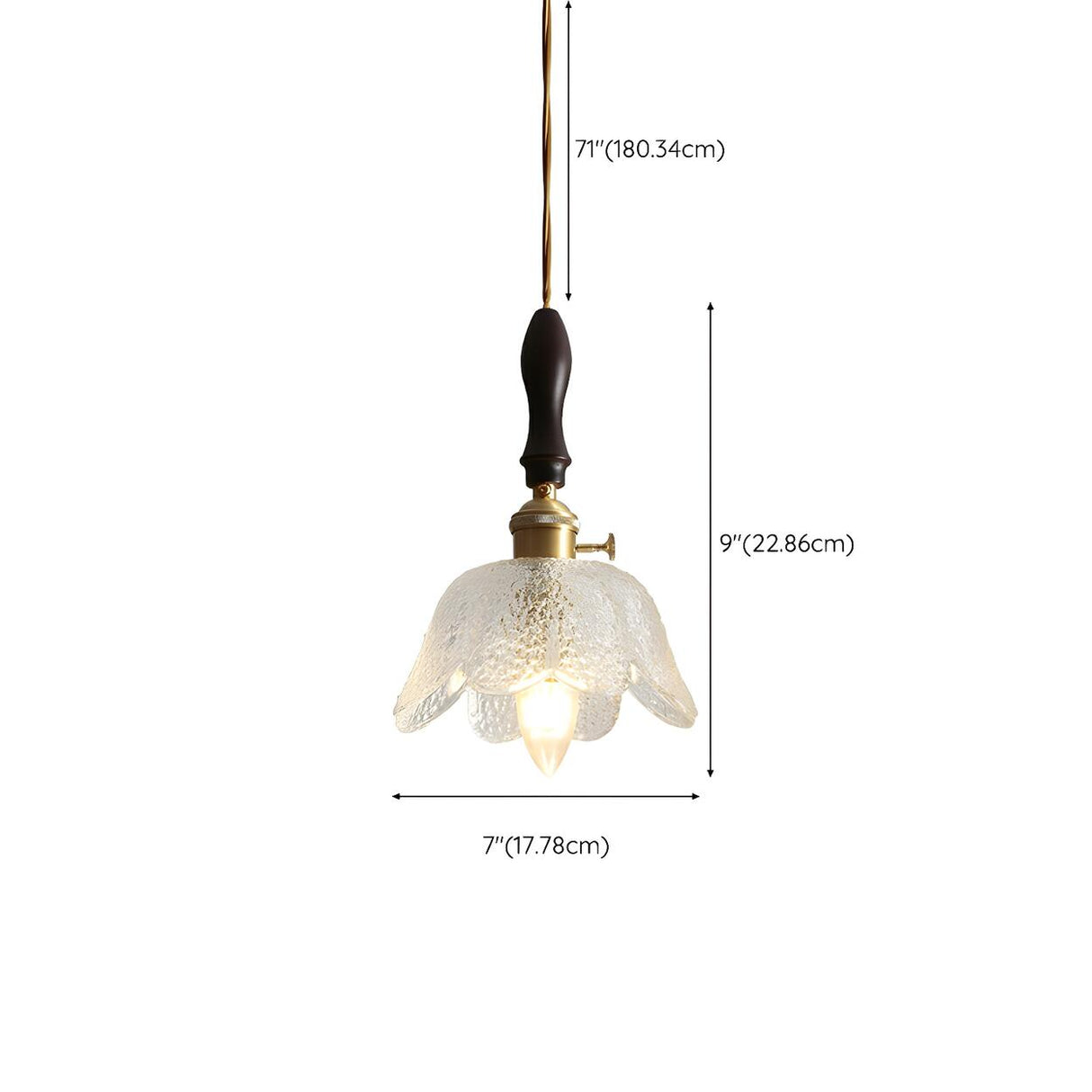 Vintage Clear Glass Flower Pendant Light Adjustable Height 