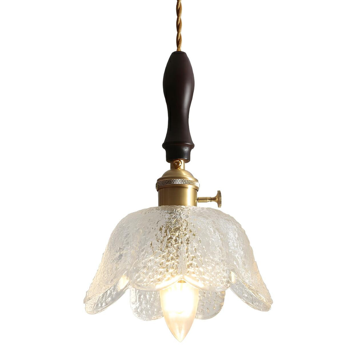 Vintage Clear Glass Flower Pendant Light Adjustable Height Image - 5