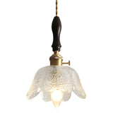 Vintage Clear Glass Flower Pendant Light Adjustable Height Image - 5