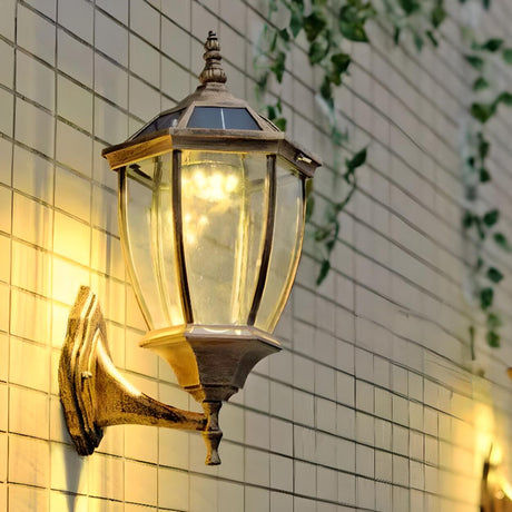 Vintage Clear Glass Panels Outdoor Wall Lantern Light Image - 1
