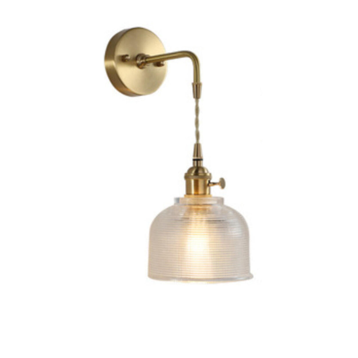 Vintage Clear Glass Shade Gold Pendant Wall Sconce Image - 9