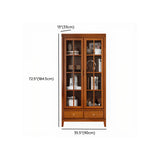 Vintage Closed Glass Door Tall Oak Storage Bookcases Image - 9
