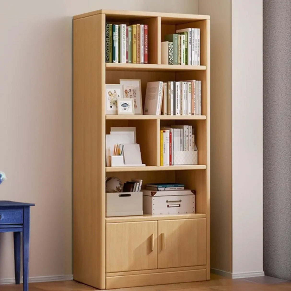 Vintage Closed Vertical Timber Storage Bookcase Brown Image - 3