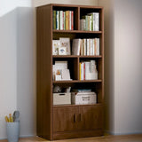 Vintage Closed Vertical Timber Storage Bookcase Brown Image - 4