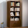 Vintage Closed Vertical Timber Storage Bookcase Brown Image - 4