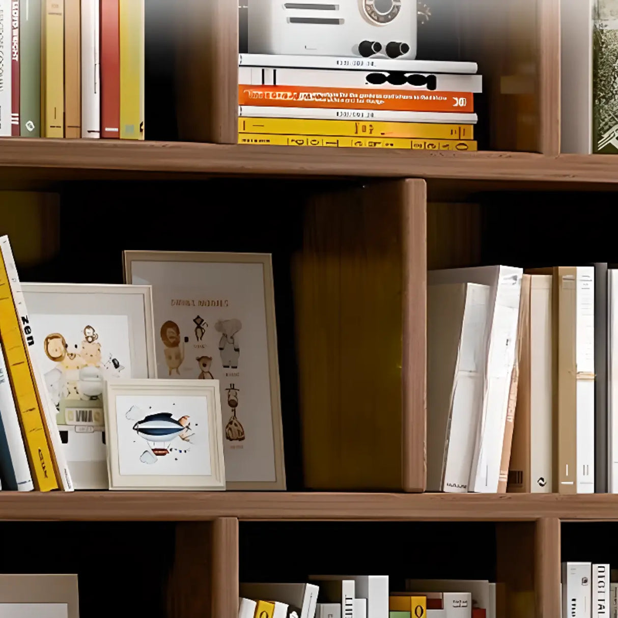 Vintage Closed Vertical Timber Storage Bookcase Brown Image - 6