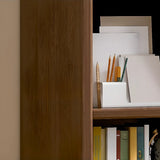 Vintage Closed Vertical Timber Storage Bookcase Brown Image - 7