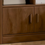 Vintage Closed Vertical Timber Storage Bookcase Brown Image - 8