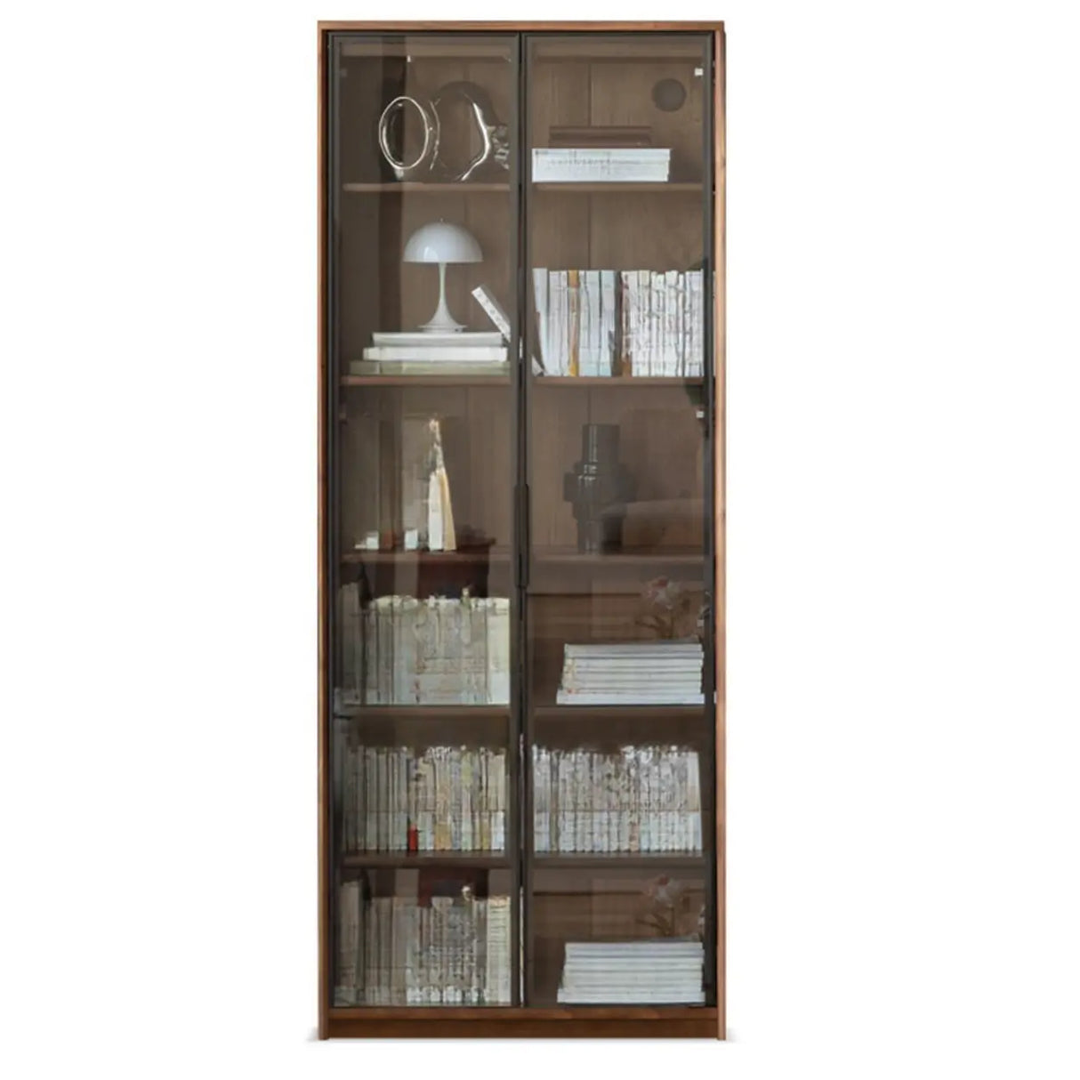 Vintage Closed Vertical Walnut Tall Barrister Bookcase Image - 11
