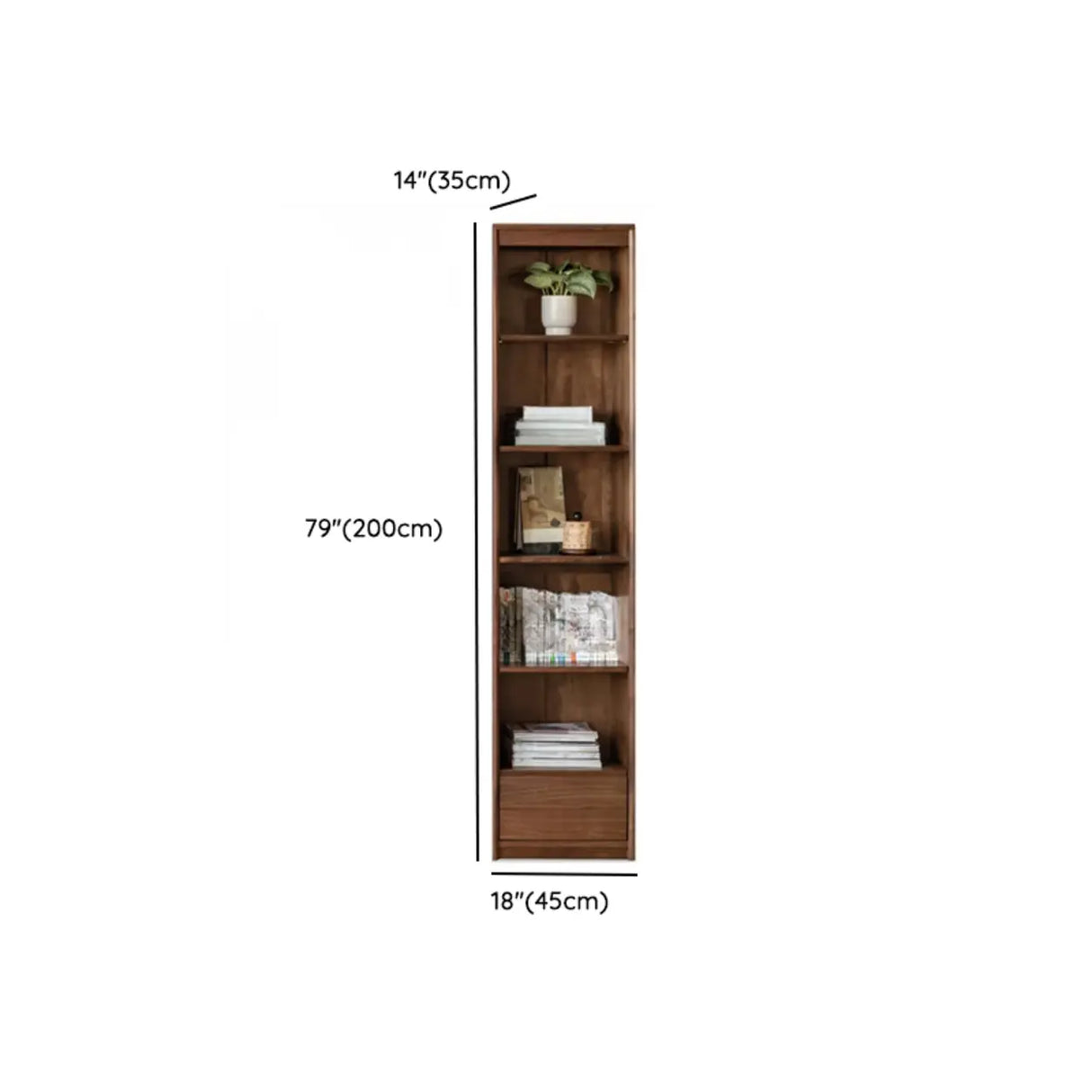 Vintage Closed Vertical Walnut Tall Barrister Bookcase 