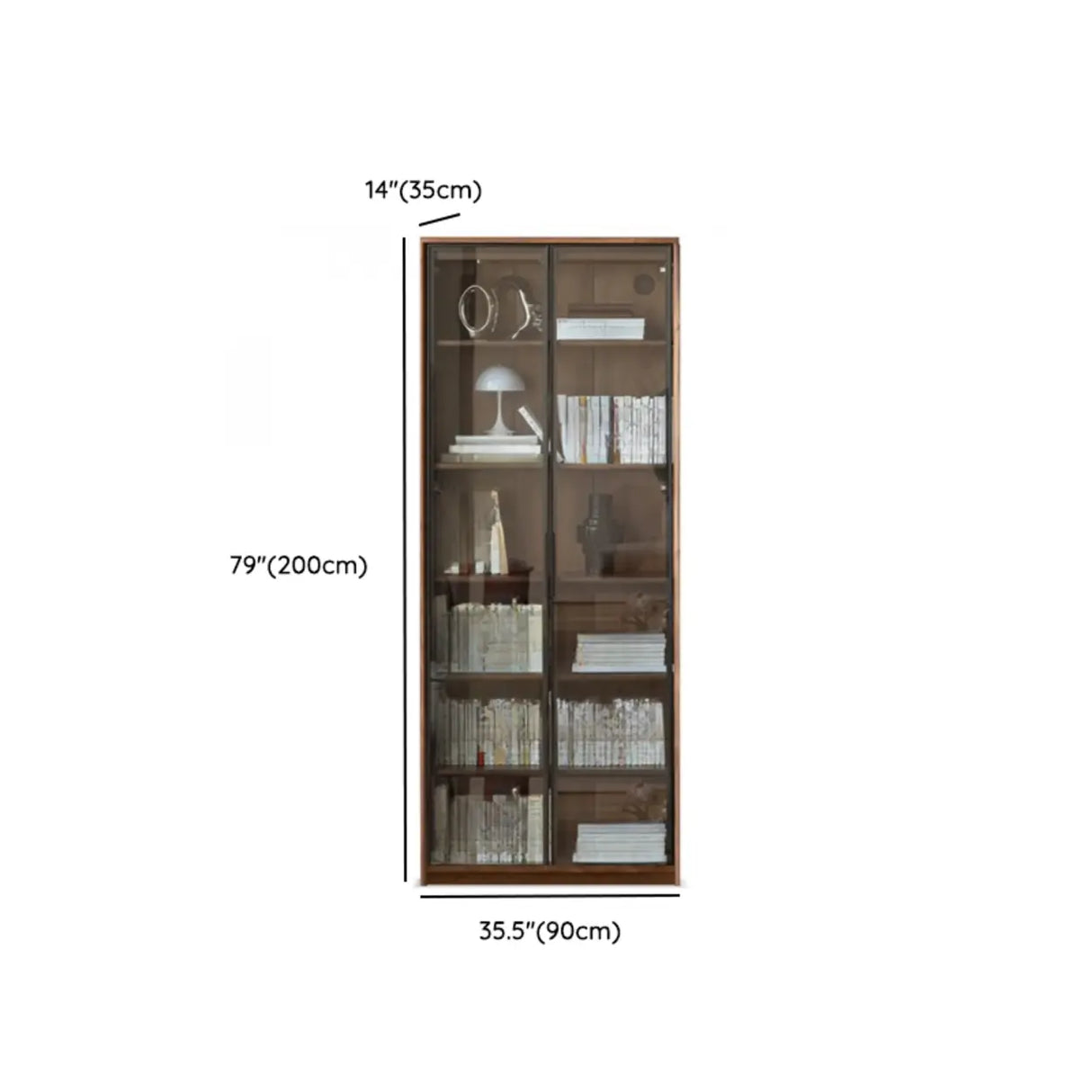 Vintage Closed Vertical Walnut Tall Barrister Bookcase Image - 19