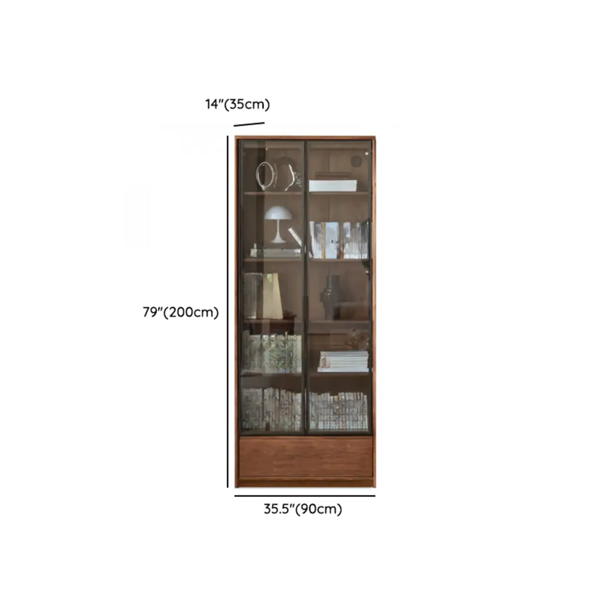 Vintage Closed Vertical Walnut Tall Barrister Bookcase Image - 20