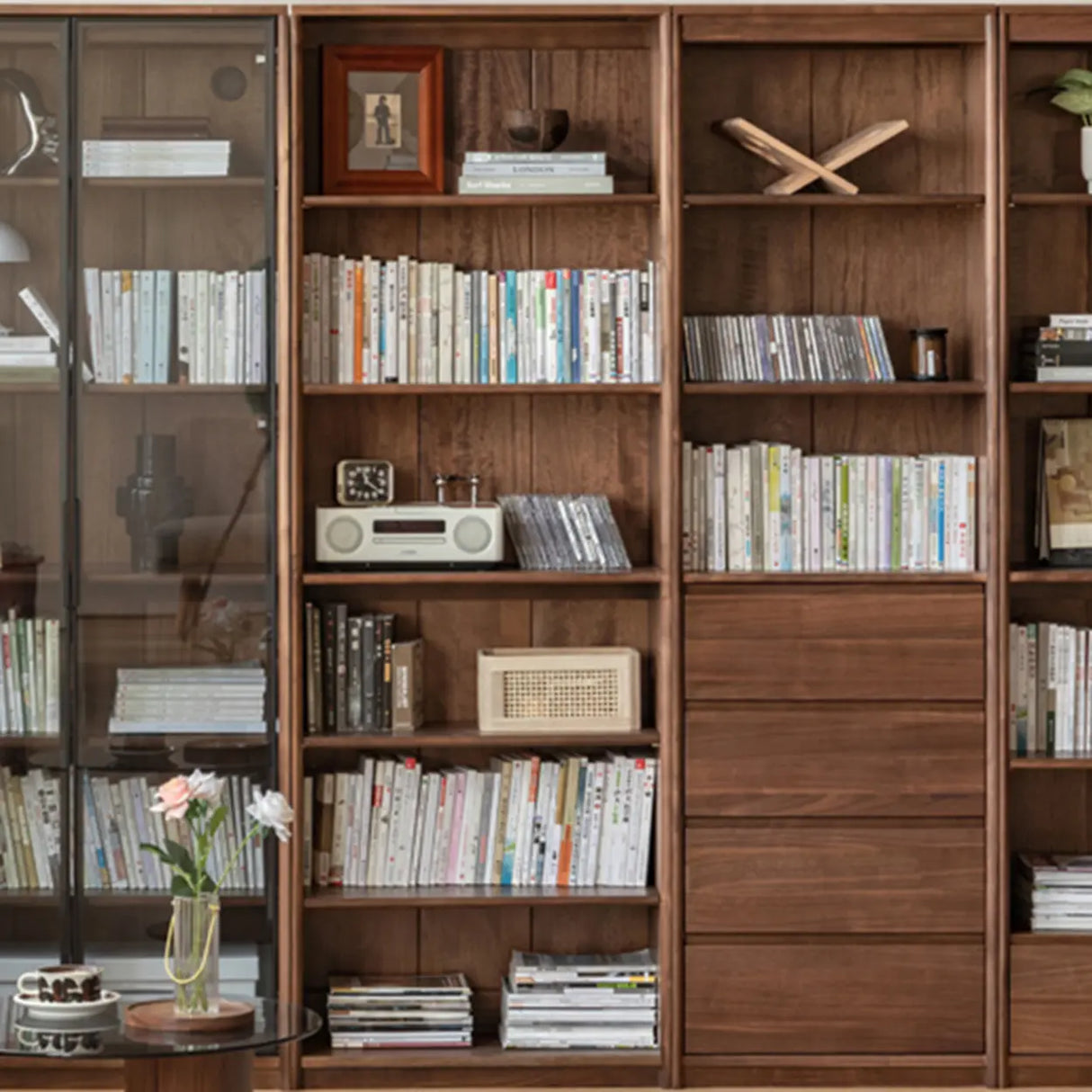 Vintage Closed Vertical Walnut Tall Barrister Bookcase Image - 3