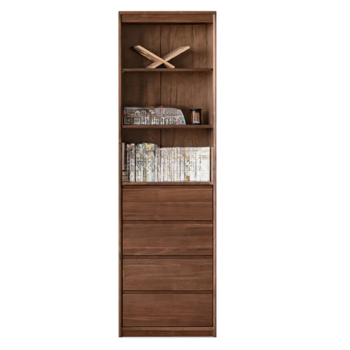 Vintage Closed Vertical Walnut Tall Barrister Bookcase Image - 4