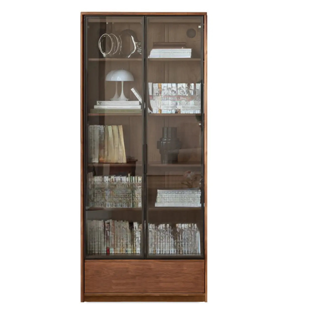Vintage Closed Vertical Walnut Tall Barrister Bookcase Image - 9