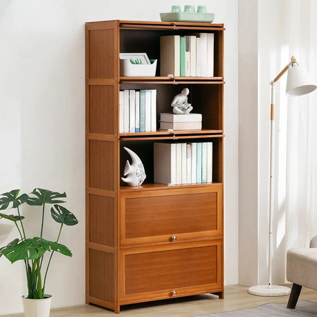 Vintage Cocoa Vertical Shelf Brown Storage Bookcase Image - 1