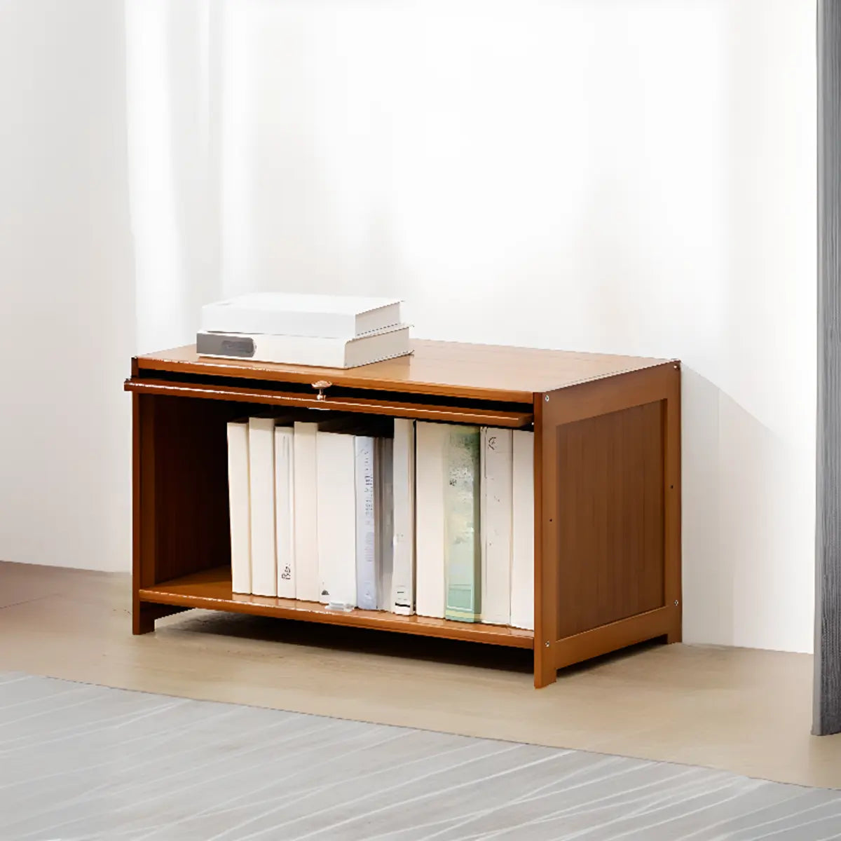 Vintage Cocoa Vertical Shelf Brown Storage Bookcase Image - 11