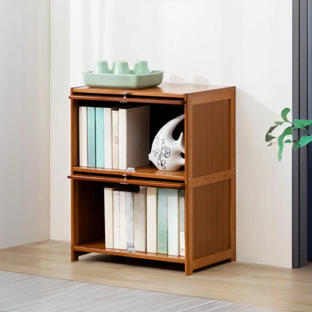 Vintage Cocoa Vertical Shelf Brown Storage Bookcase Image - 13