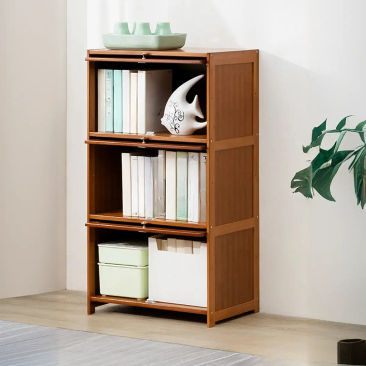 Vintage Cocoa Vertical Shelf Brown Storage Bookcase Image - 16