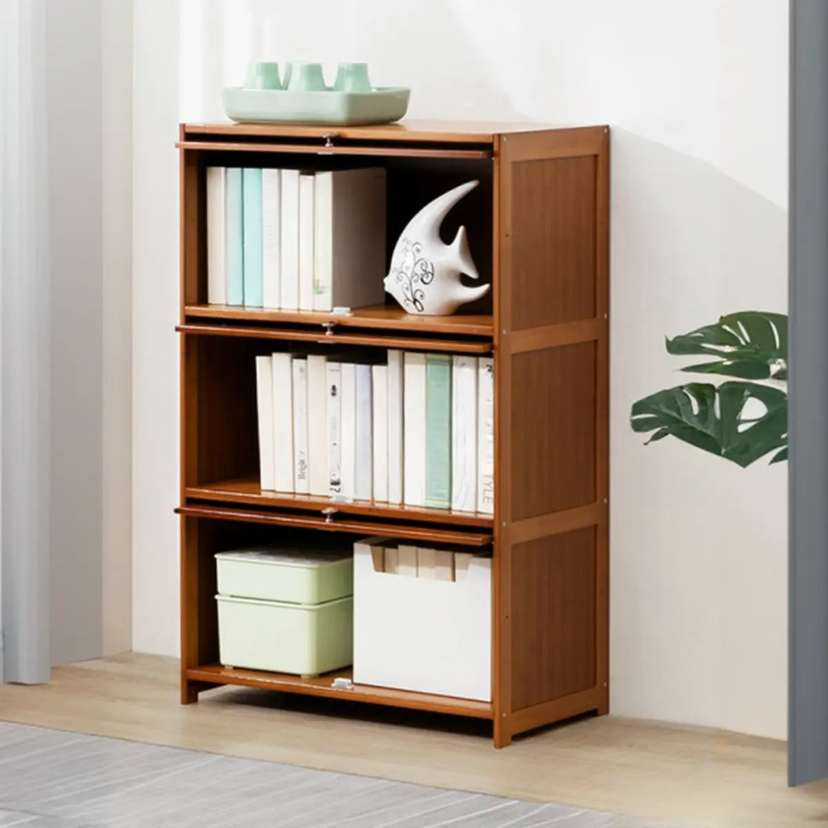 Vintage Cocoa Vertical Shelf Brown Storage Bookcase Image - 17